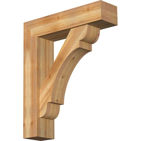 Ekena Millwork Olympic Block Rough Sawn Bracket w/ Offset Brace, Western Red Cedar, 8"W x 32"D x 38"H BKT0806X32X38OLY05RWR